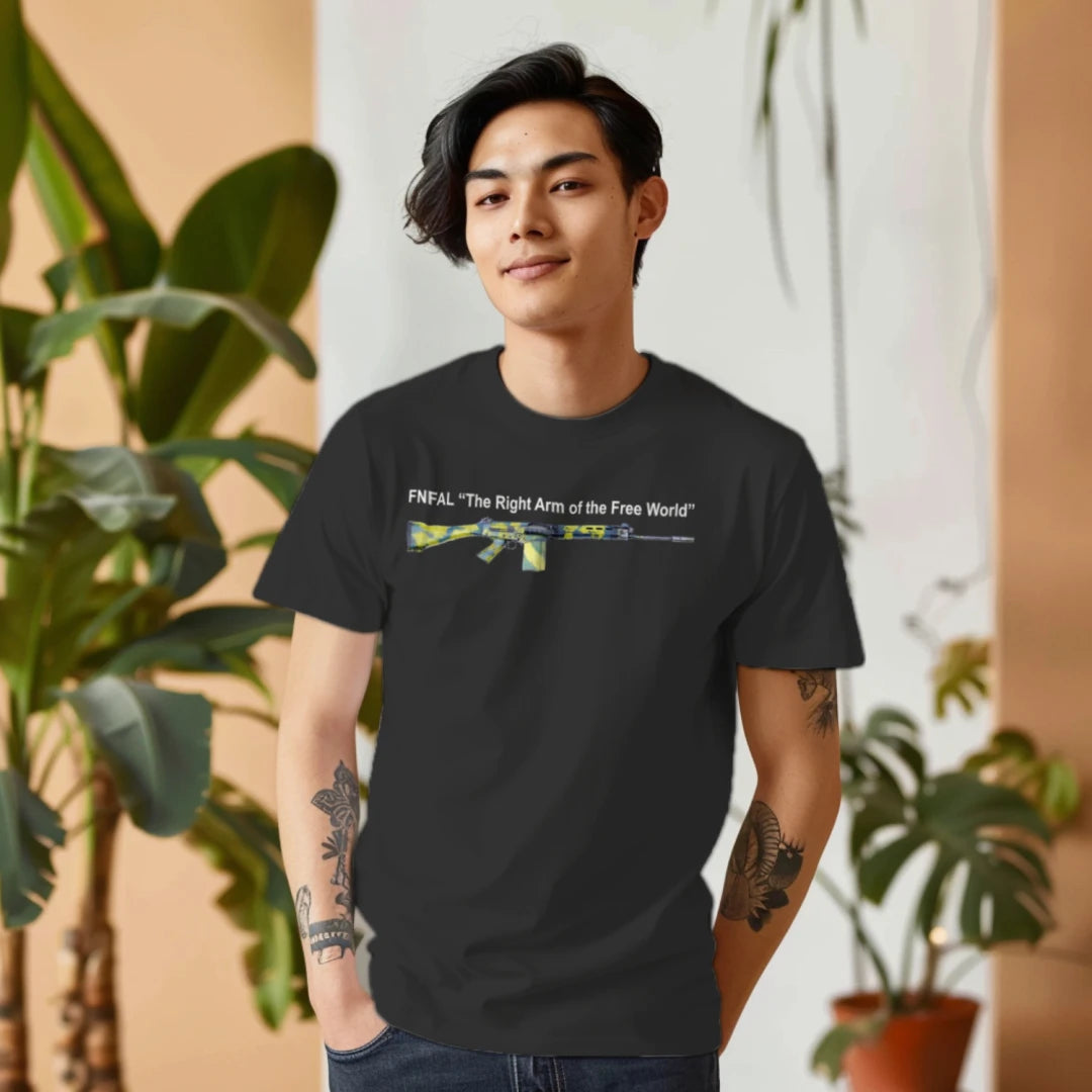 Full Color Rhodesian Camo FN FAL T Shirt