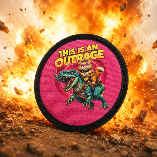 Dungeon Crawler Carl Princess Donut This is an Outrage Morale patch with explosion in the background