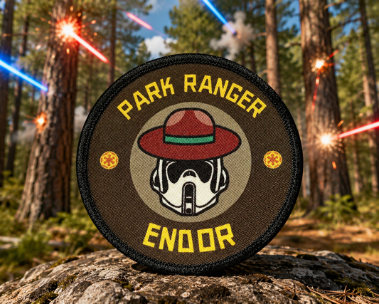 Star Wars Endor Park Ranger Scout Trooper Morale Patch in a forest
