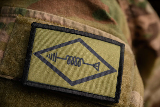 Amateur Ham Radio Operator Morale Patch on OCP camo sleeve