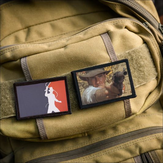 Indiana Jones Pistol Treaure map Morale Patch on backpack