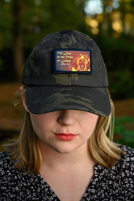Revelation 5:5 Lion and the Tribe of Judaha Biblical Morale Patch on a tactical hat