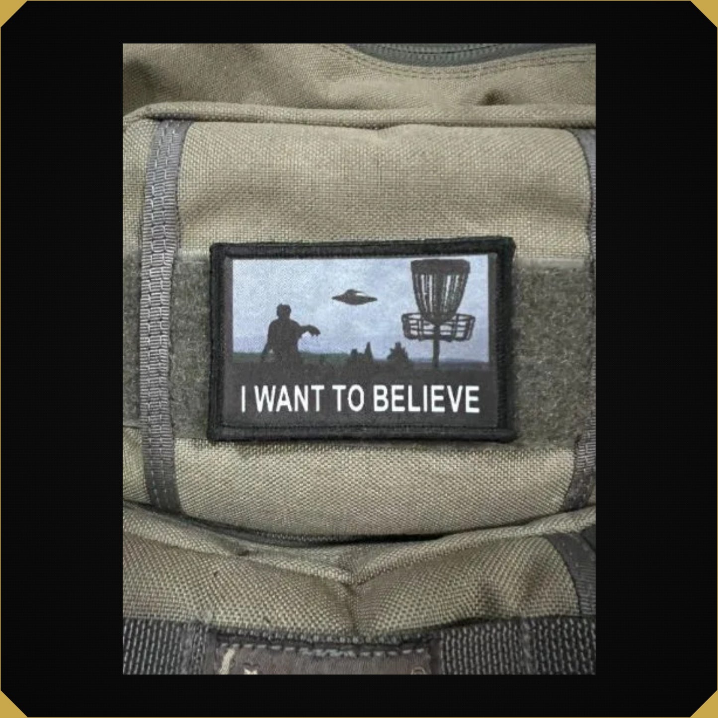 'I Want To Believe' Disc Golfing 2x3 X Files themed Morale Patch