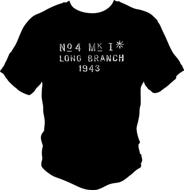 Lee Enfield No4 MkI Long Branch Receiver Stamp T Shirt T Shirts Redheaded T Shirts Small Black