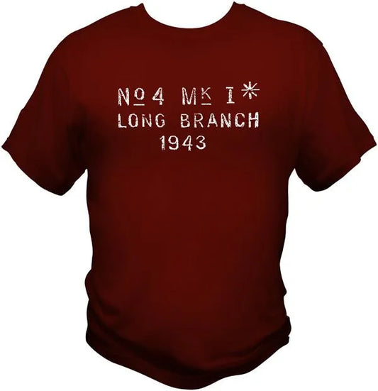 Lee Enfield No4 MkI Long Branch Receiver Stamp T Shirt T Shirts Redheaded T Shirts Small Redcoat Red