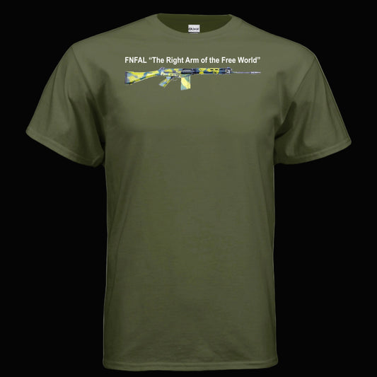 FN FAL T Shirt Right Arm of the Free World Rhodesian Camo