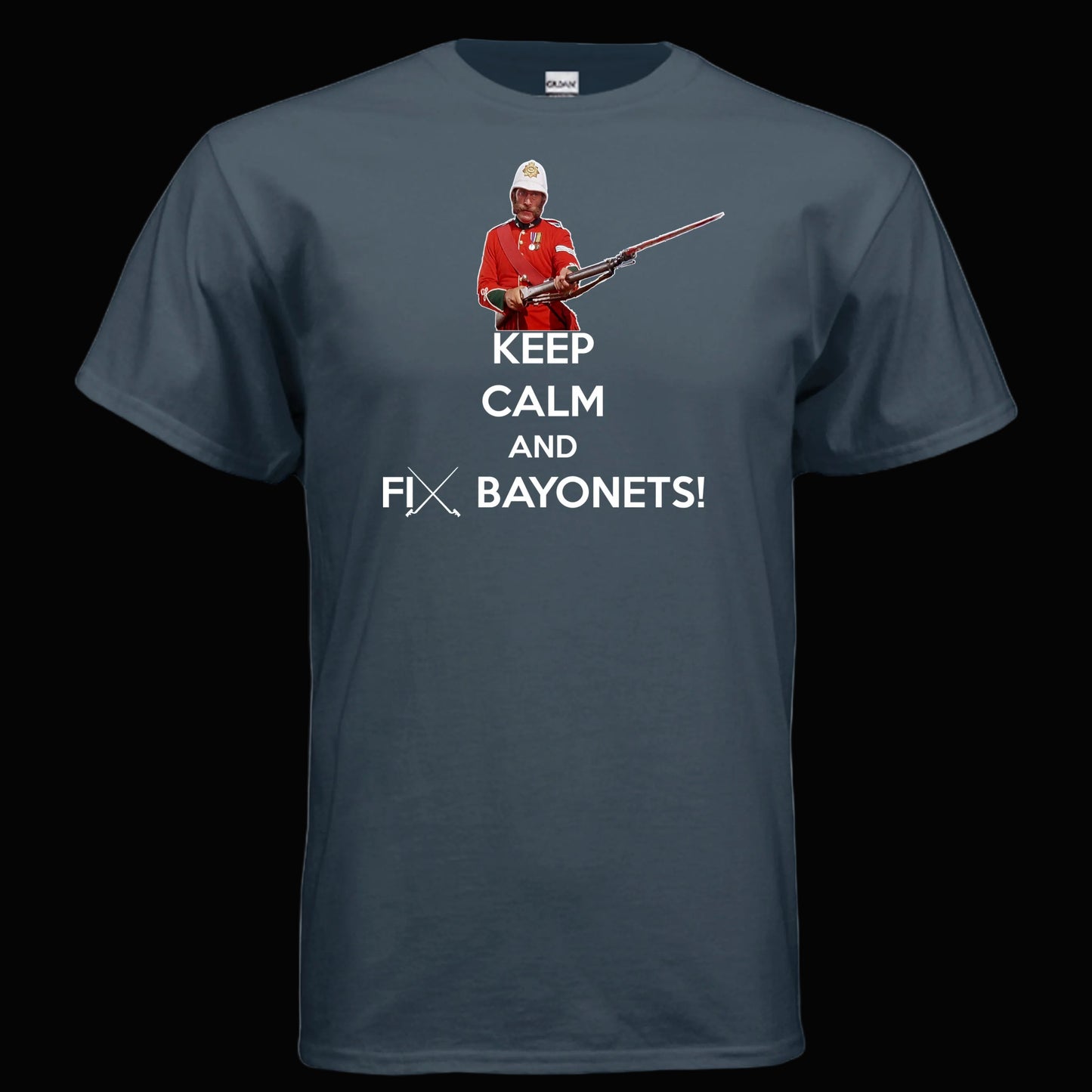 Keep Calm and Fix Bayonets T Shirt Martini Henry Zulu Movie Sgt Bourne