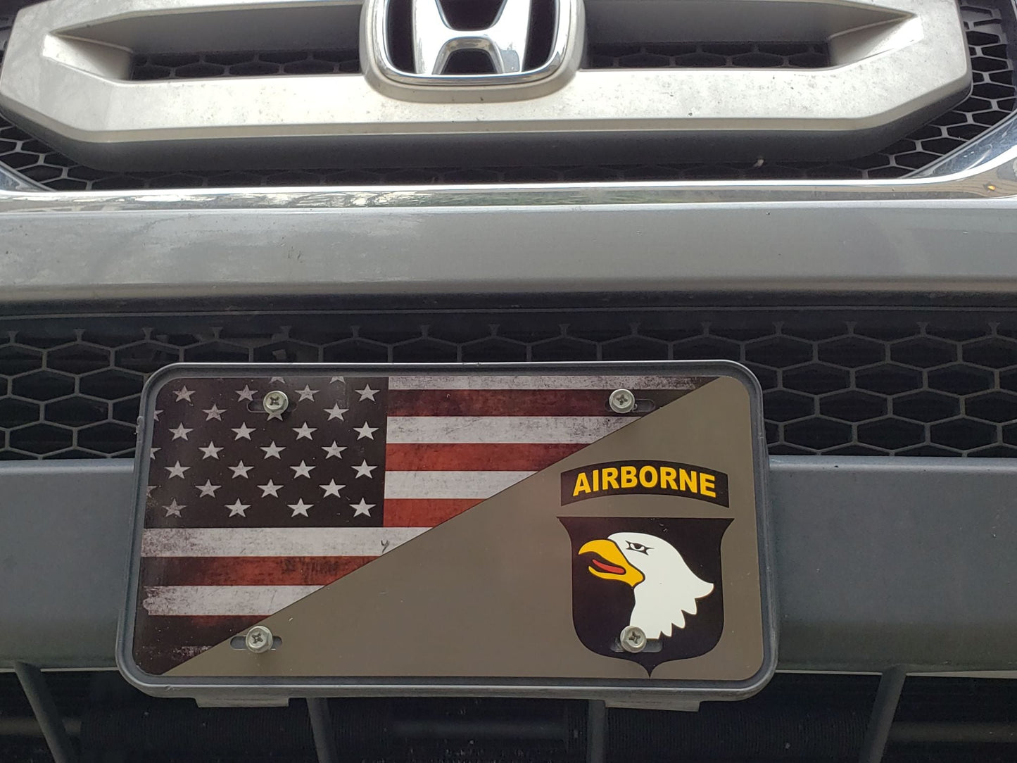 101st Airborne Screaming Eagles USA Flag License Plate license plate Redheaded T Shirts