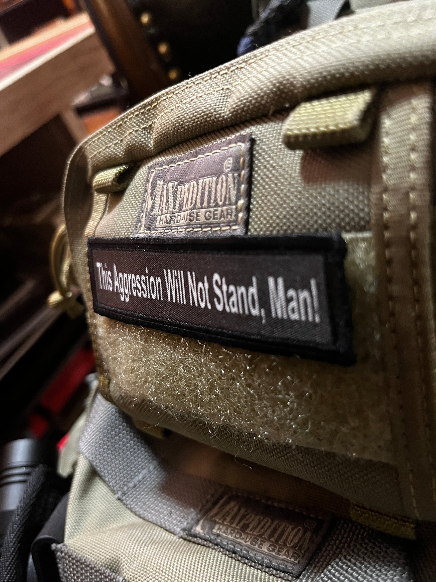 1x4 Big Lebowski This Aggression Will Not Stand, Man! Morale Patch Morale Patches Redheaded T Shirts