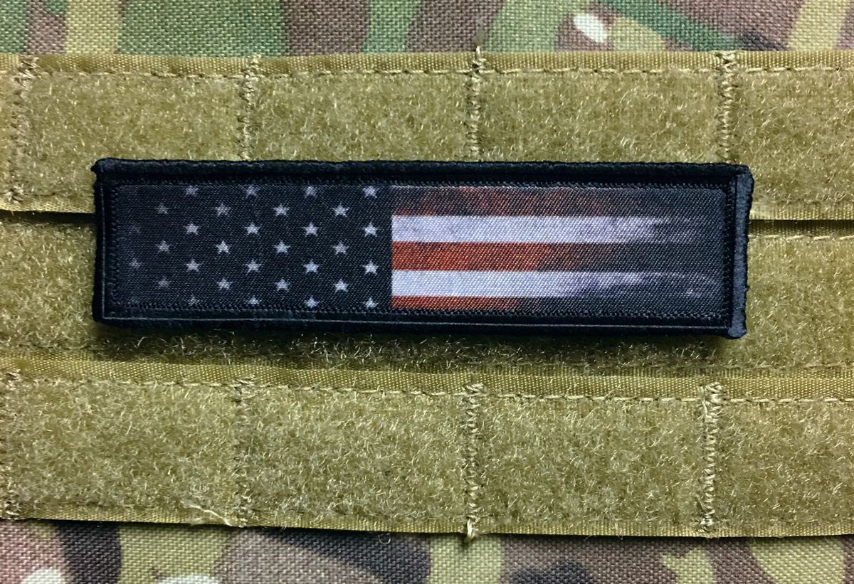 1x4 Distressed USA FLAG Velcro Morale Patch Morale Patches Redheaded T Shirts