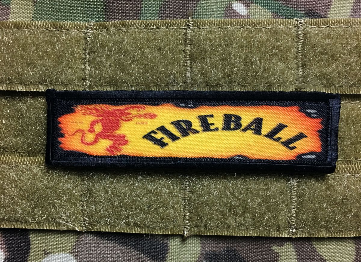 1x4 Fireball Whiskey Morale Patch Morale Patches Redheaded T Shirts