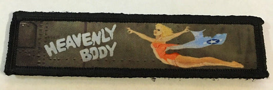 1x4 Heavenly Body WWII Bomber Nose Art Pin Up Girl Morale Patch Morale Patches Redheaded T Shirts