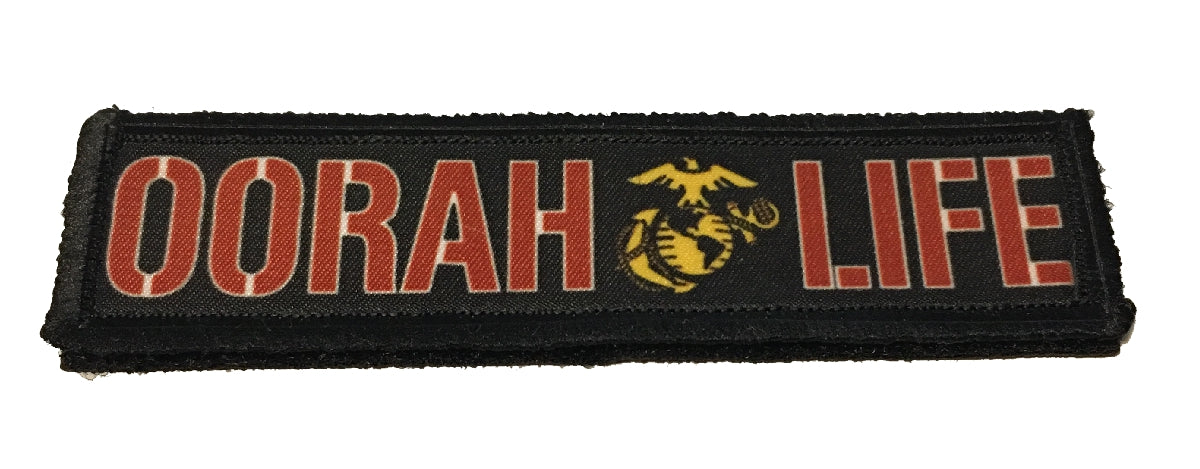 1x4 "Oorah Life" Marines USMC Morale Patch Morale Patches Redheaded T Shirts