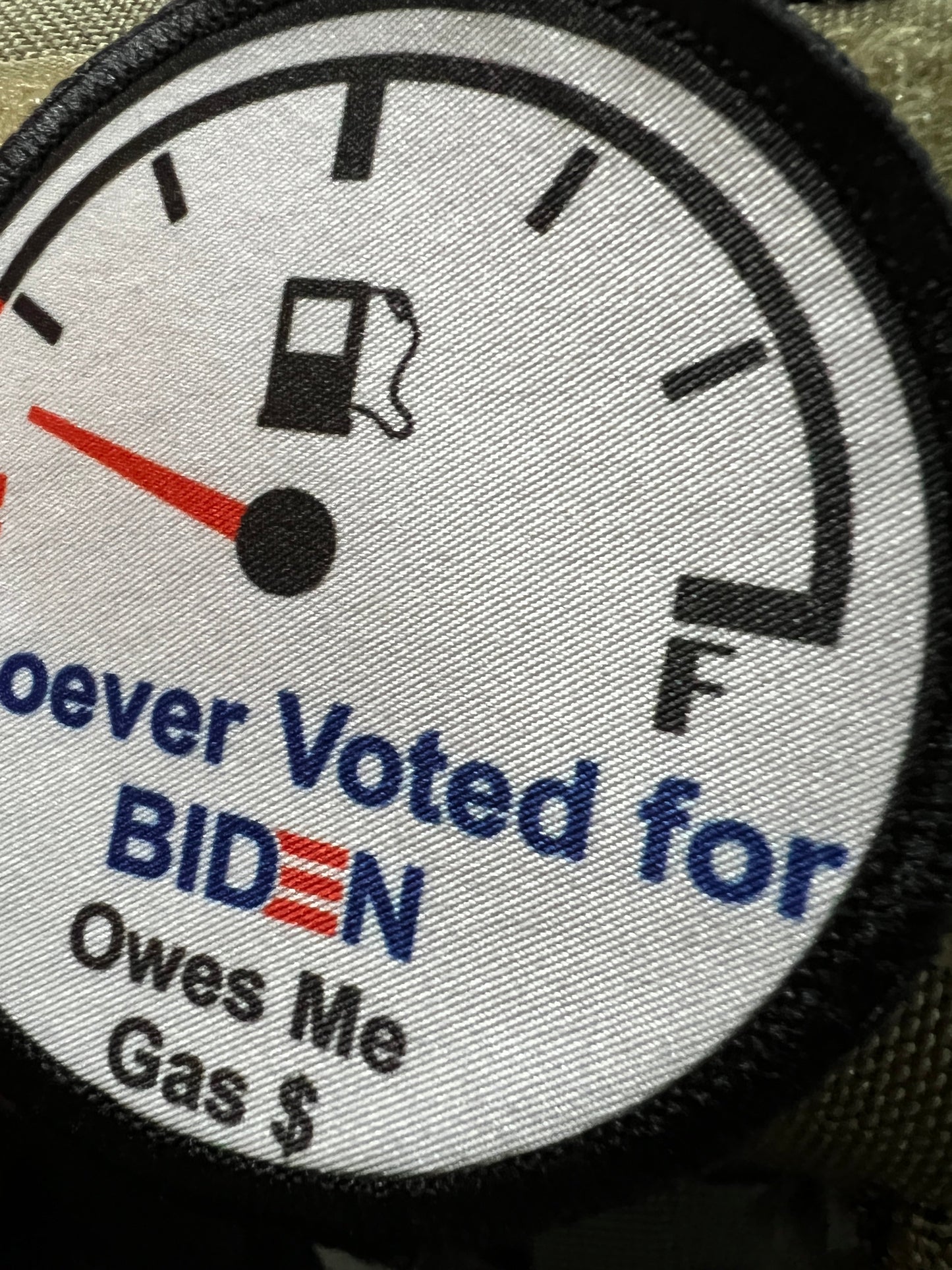 3" Biden Owes Me Gas Money Funny Morale Patch Morale Patches Redheaded T Shirts