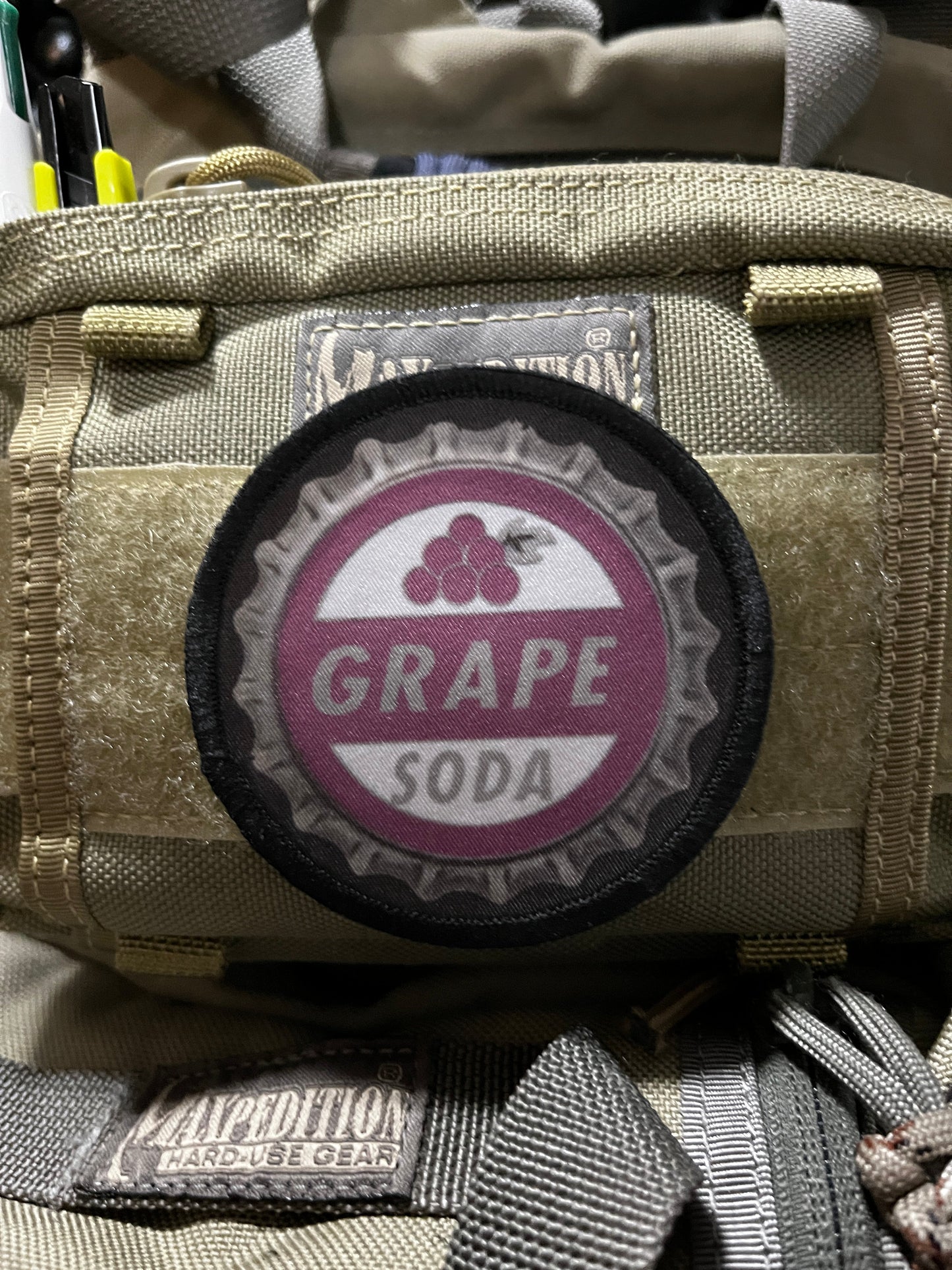 3" Grape Soda Bottle Cap Morale Patch Morale Patches Redheaded T Shirts