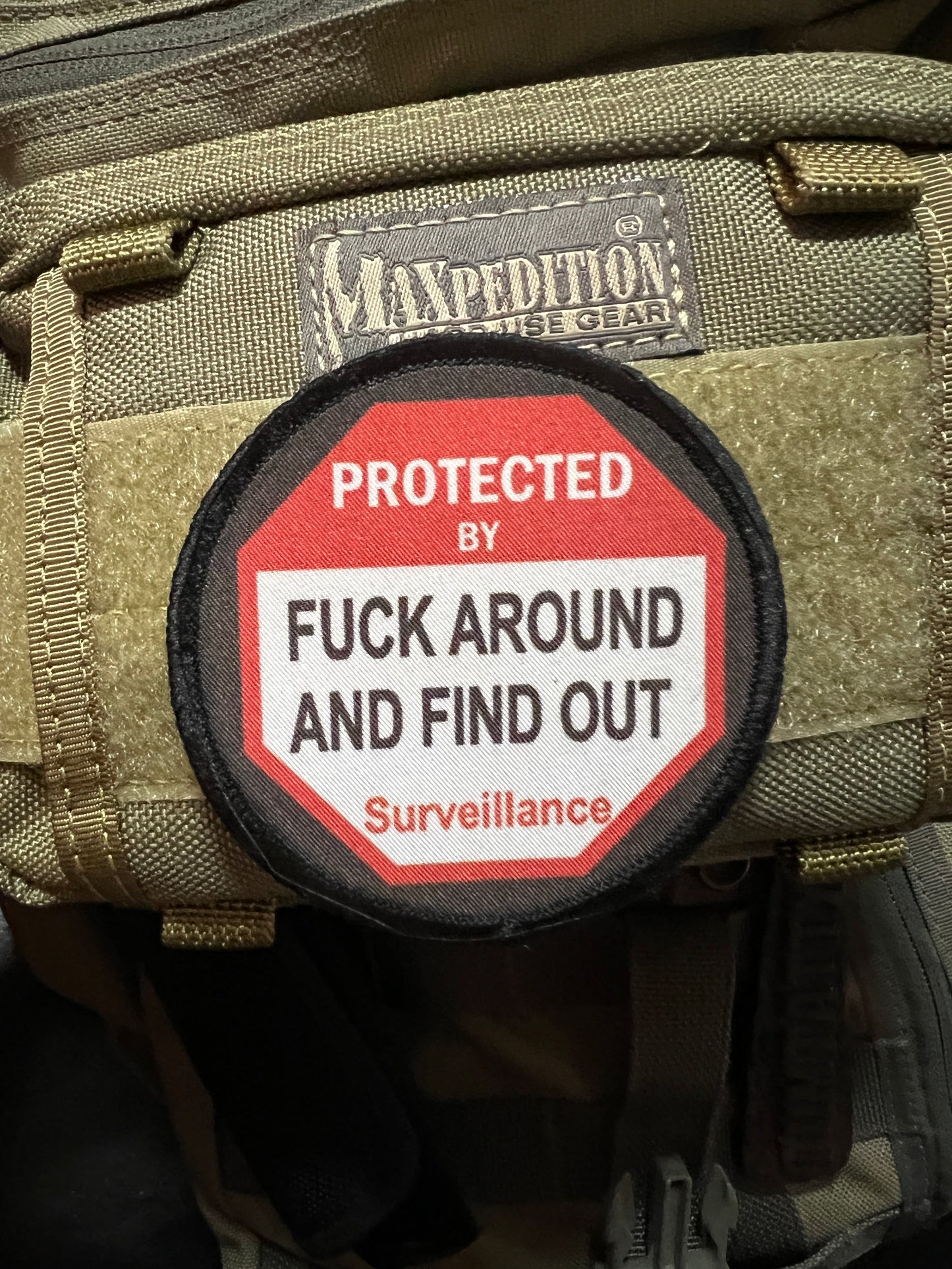 3" Warning Sign F-ck Around and Find Out Morale Patch Morale Patches Redheaded T Shirts