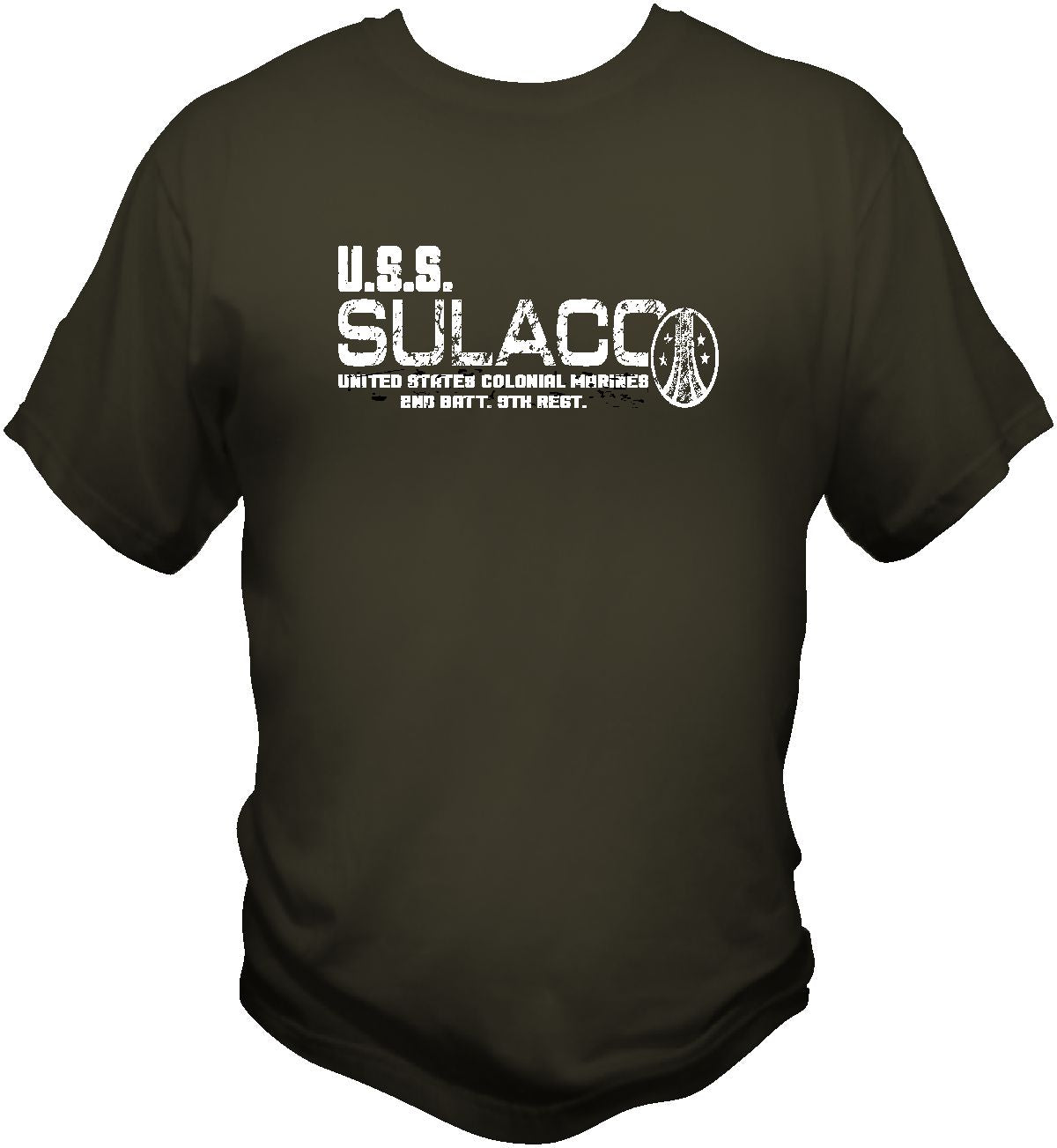 Aliens USS Sulaco Colonial Marines T Shirt T Shirts Redheaded T Shirts Small Olive Drab