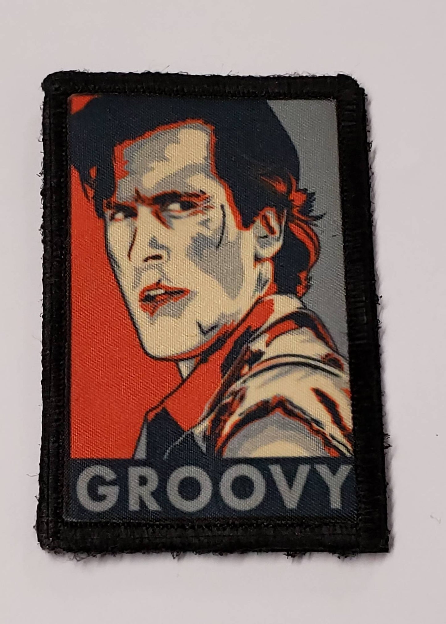 Ash Vs the Evil Dead "Groovy" Poster Morale Patch Morale Patches Redheaded T Shirts