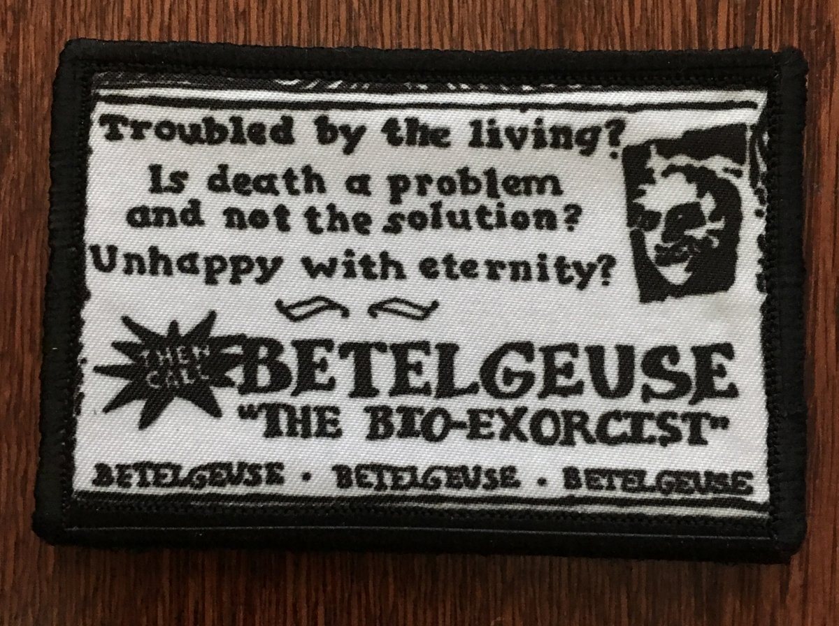 BeetleJuice Business Card Morale Patch Morale Patches Redheaded T Shirts