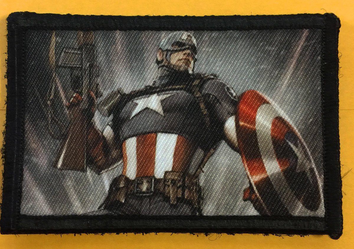 Captain America with WWII BAR Morale Patch Morale Patches Redheaded T Shirts