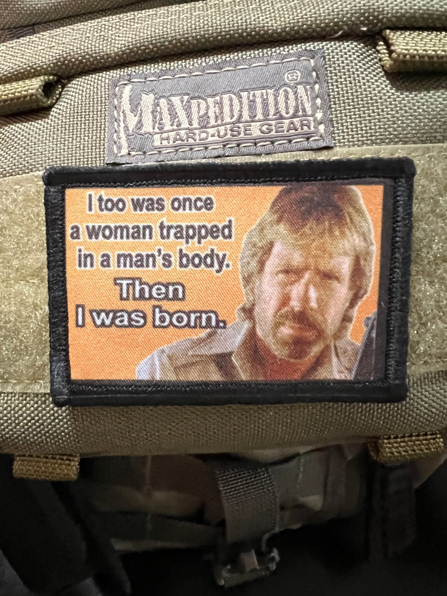 Chuck Norris "Then I was Born" Morale Patch Morale Patches Redheaded T Shirts