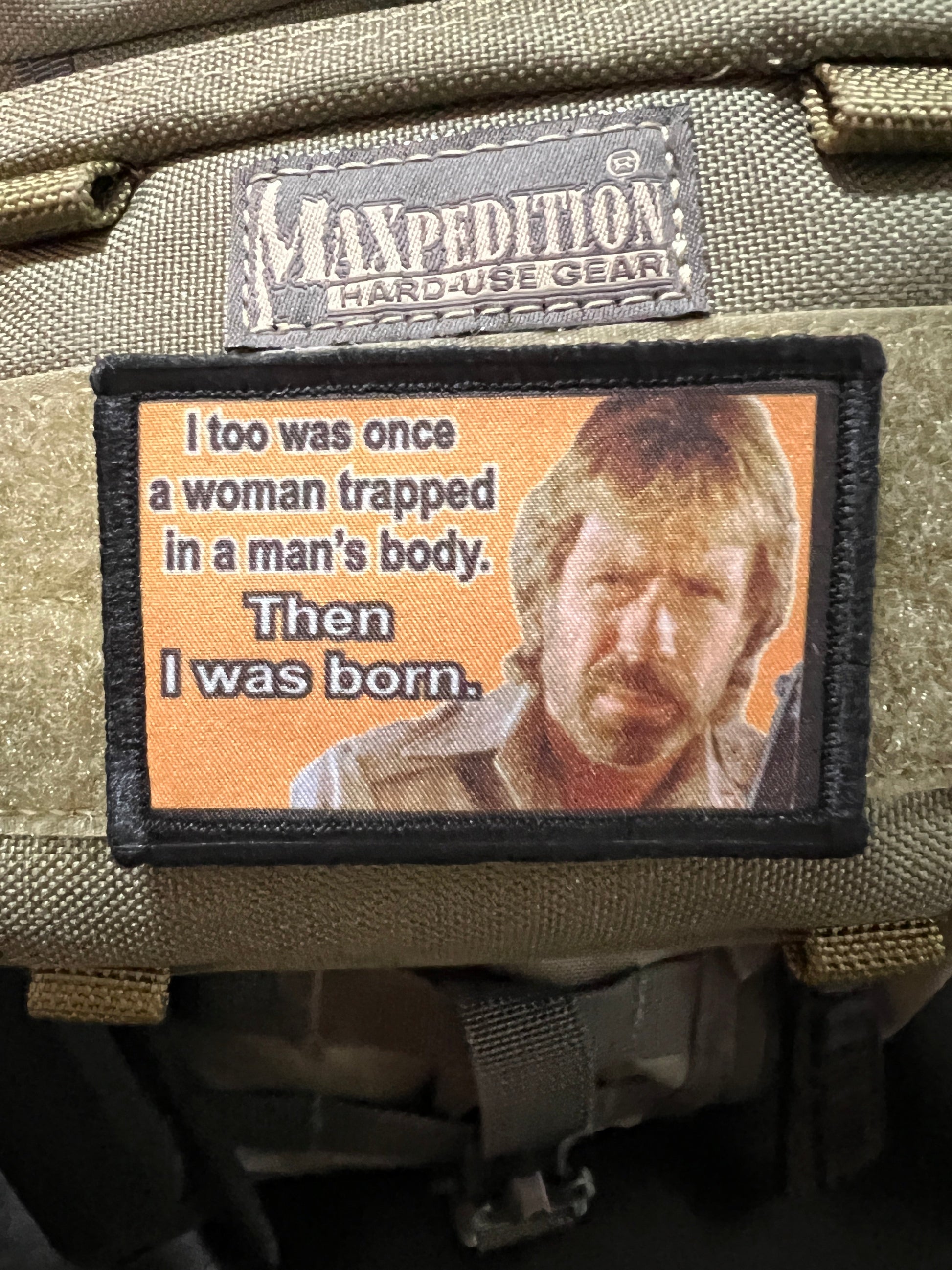 Chuck Norris "Then I was Born" Morale Patch Morale Patches Redheaded T Shirts