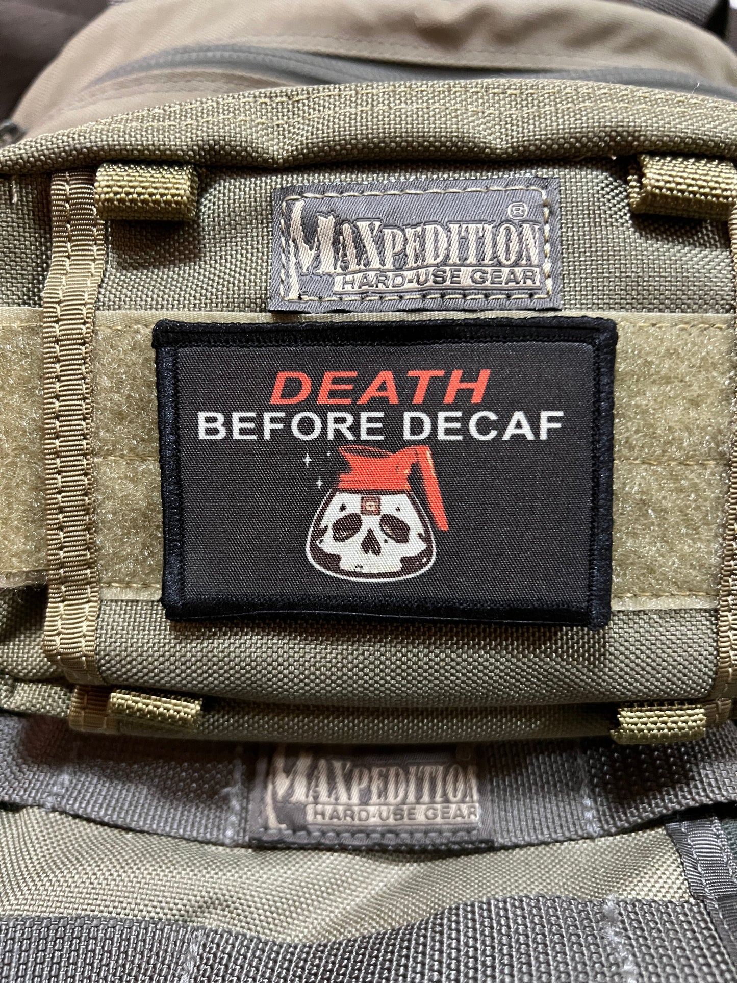 Death Before Decaf Morale Patch Morale Patches Redheaded T Shirts
