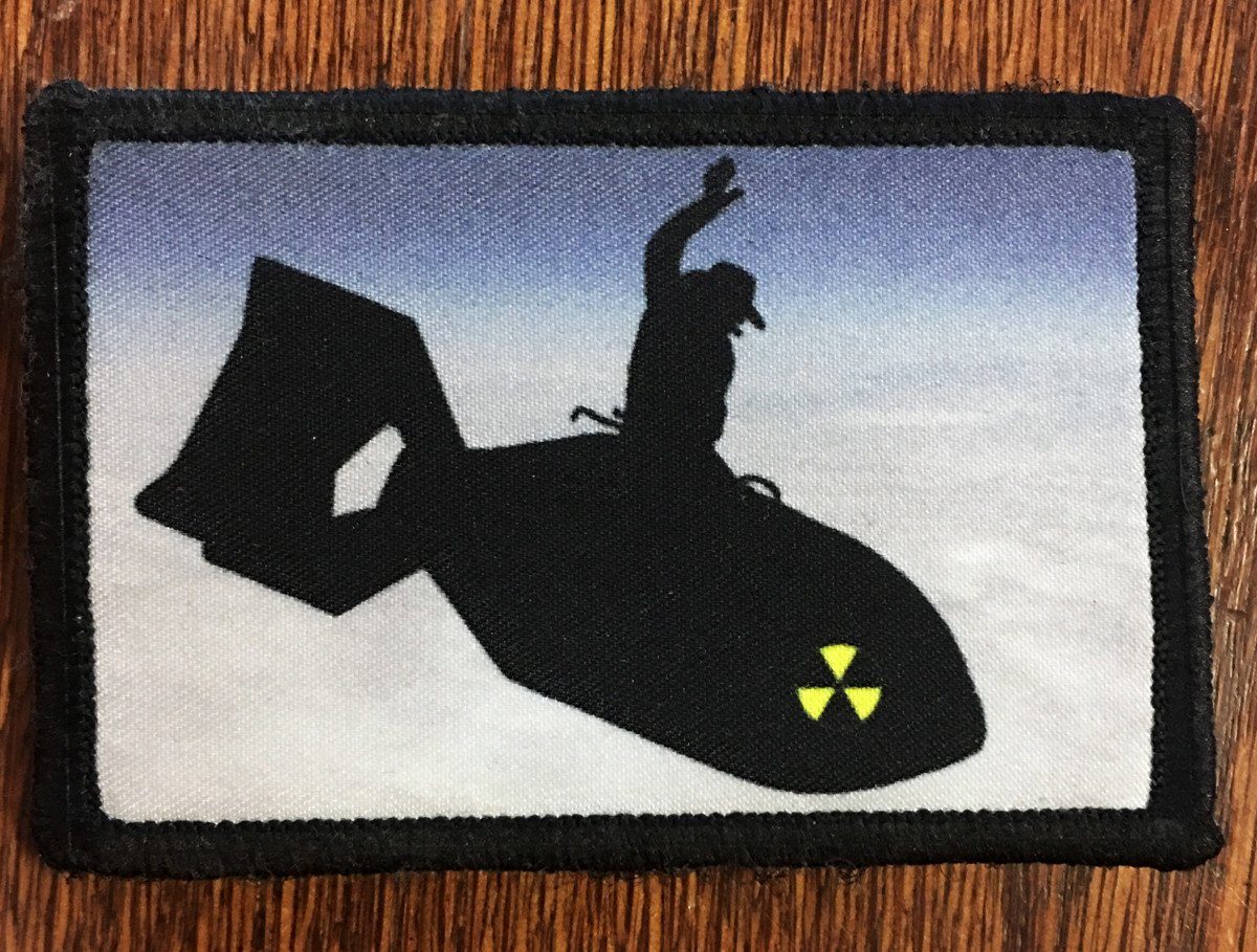 Dr Stragelove Riding the Nuke Morale Patch Morale Patches Redheaded T Shirts