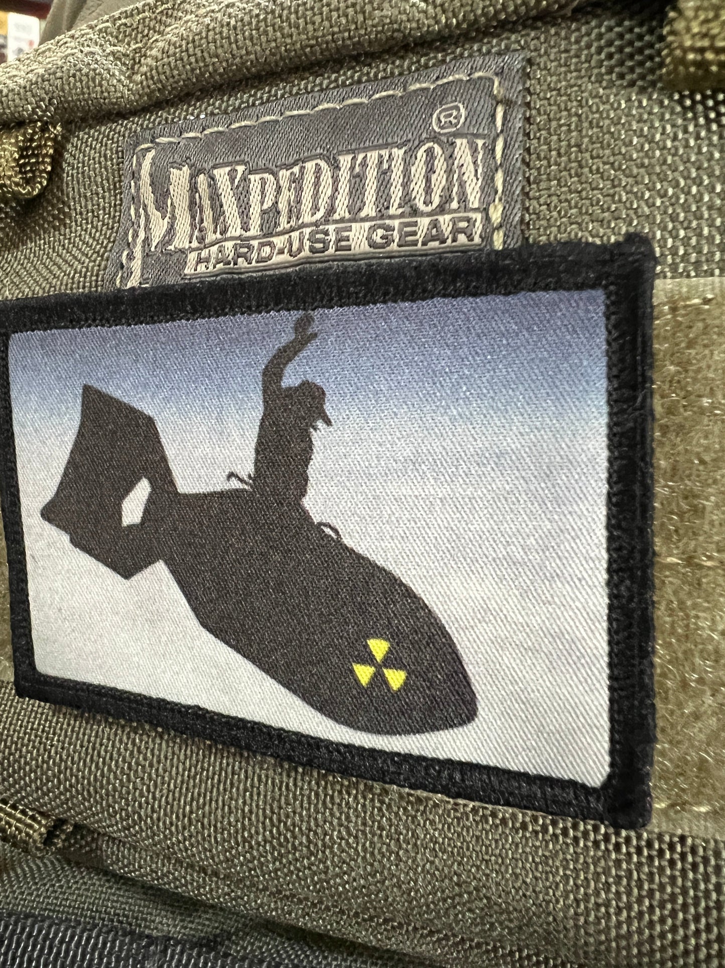 Dr. Strangelove Riding a Nuke Morale Patch Morale Patches Redheaded T Shirts