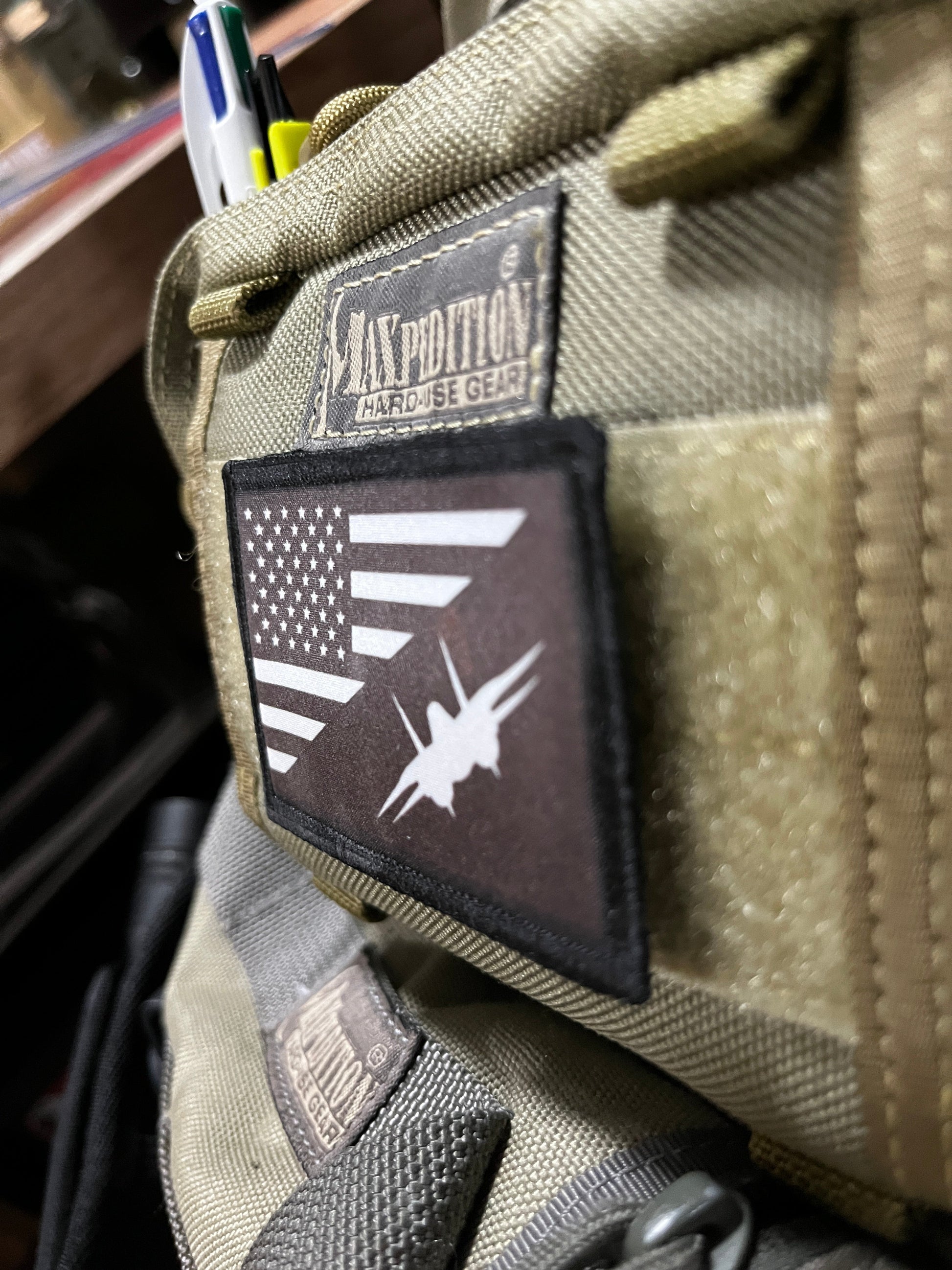 F14 Tomcat / USA Flag Morale Patch Morale Patches Redheaded T Shirts