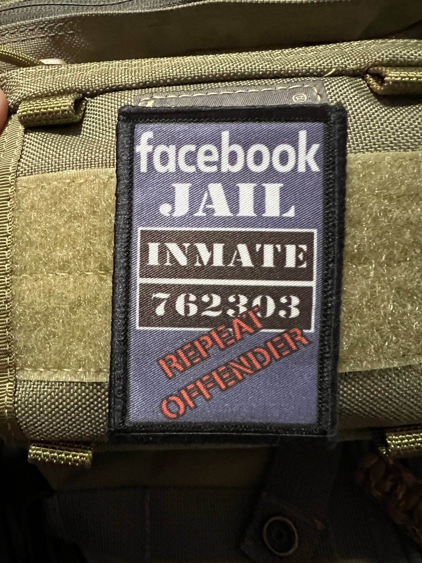 Facebook Jail Morale Patch 2x3" Morale Patches Redheaded T Shirts