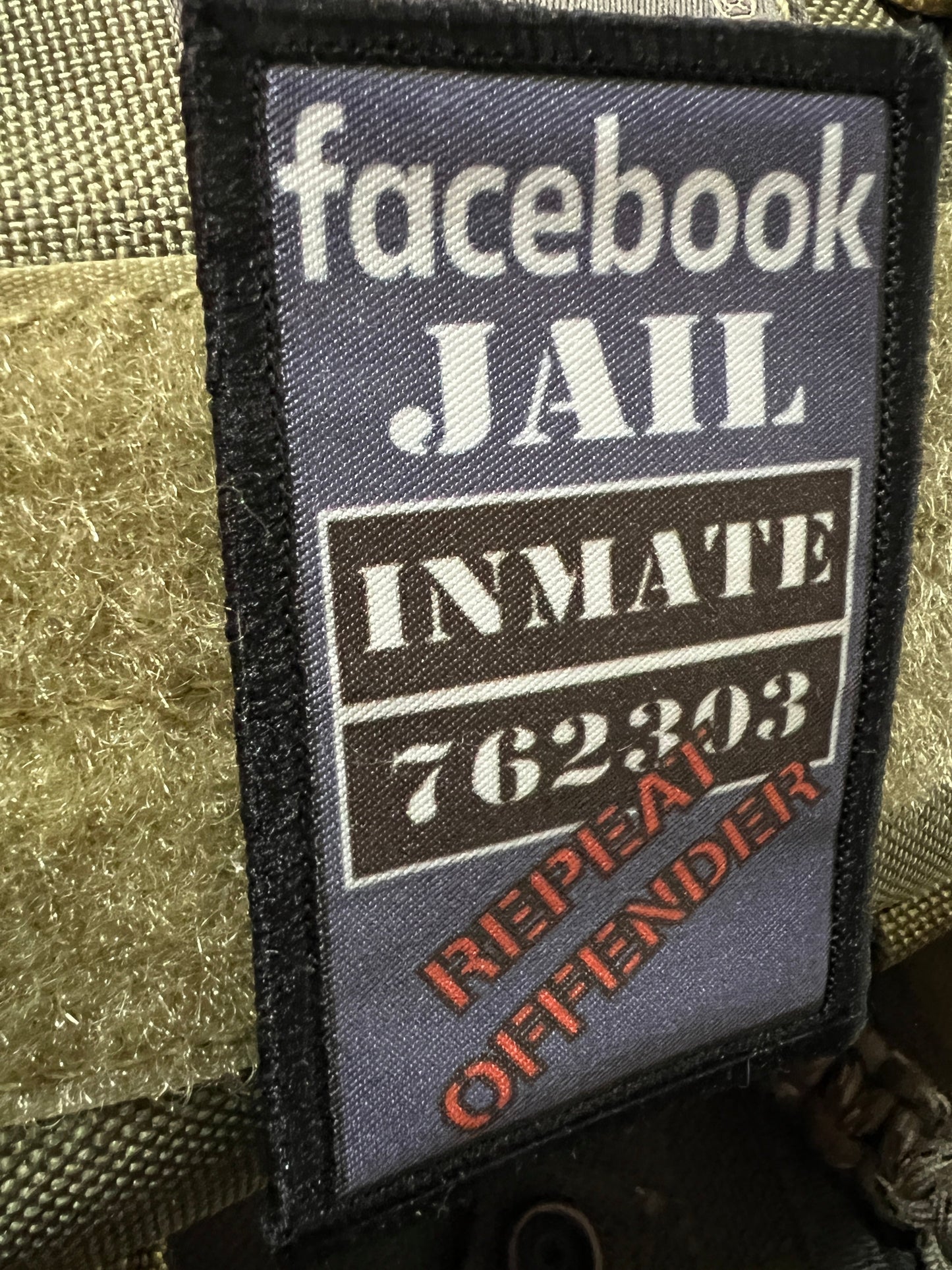 Facebook Jail Morale Patch 2x3" Morale Patches Redheaded T Shirts