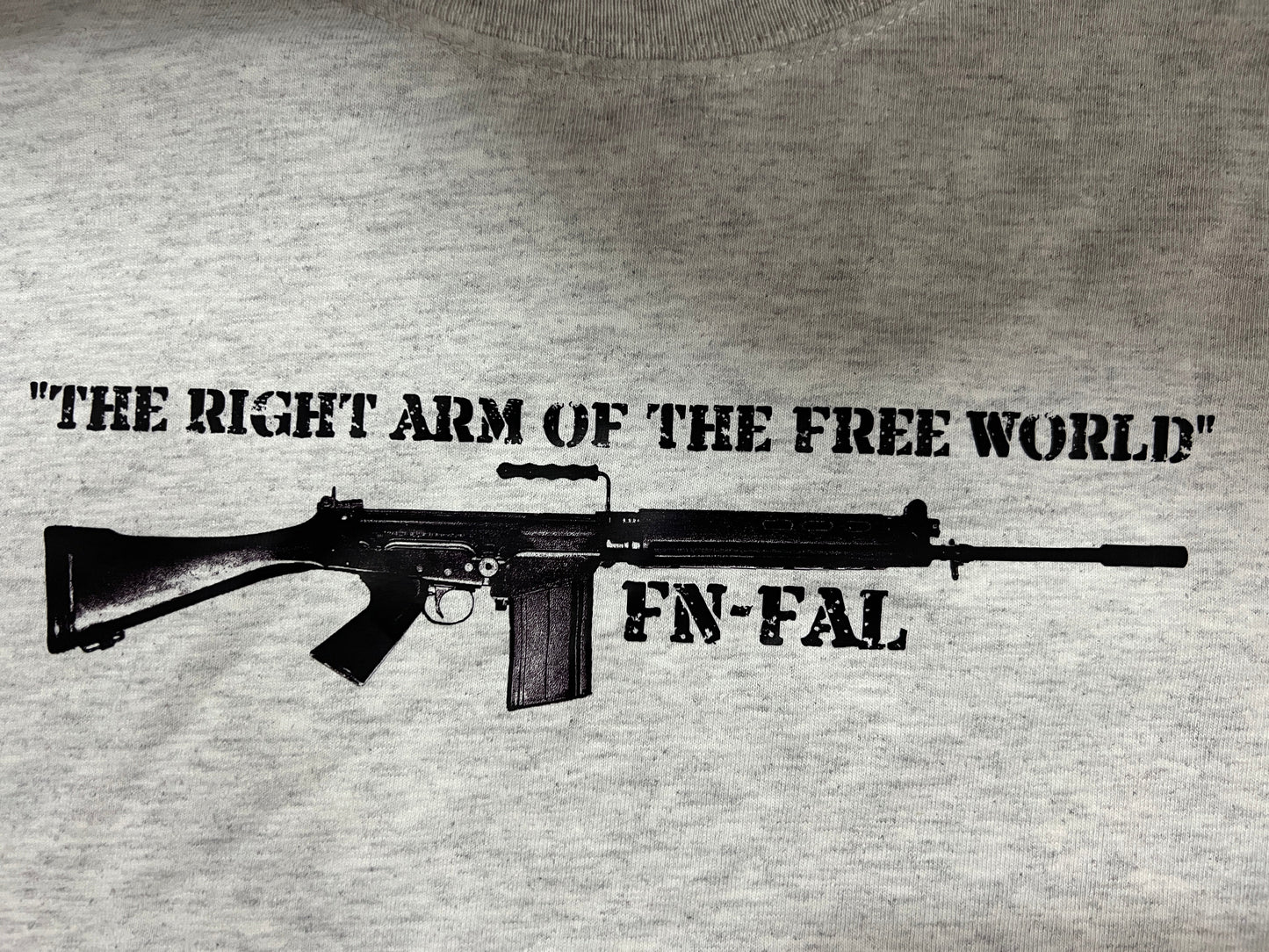 FN FAL Right Arm of the Free World T Shirt T Shirts Redheaded T Shirts Small Grey 