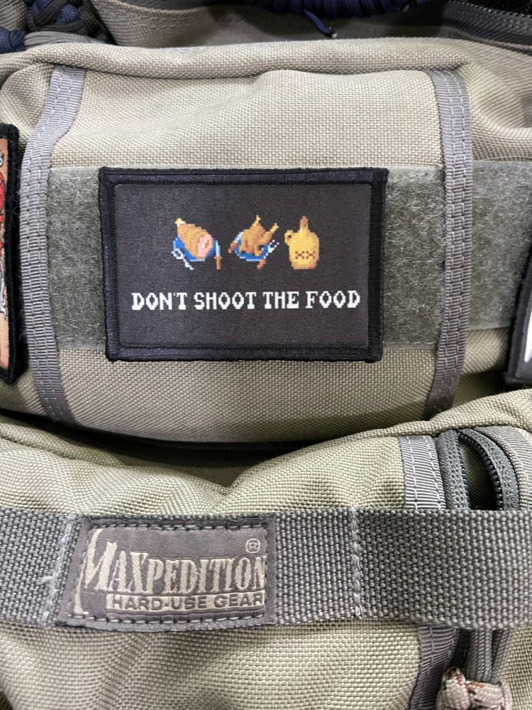 Gauntlet Don't Shoot the Food Morale Patch Morale Patches Redheaded T Shirts