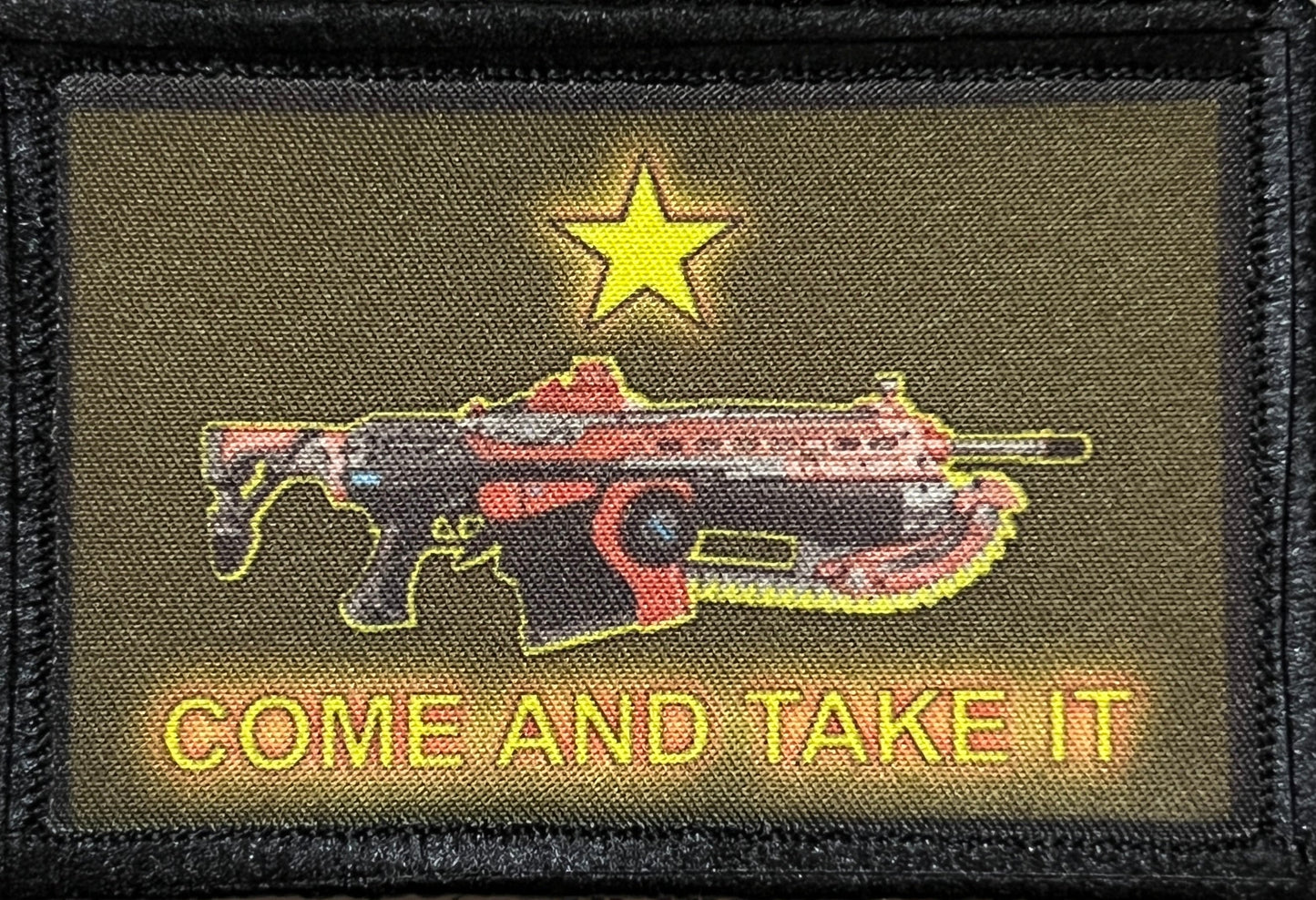 Gears of War Lancer Assault Rifle Come and Take It Morale Patch Morale Patches Redheaded T Shirts