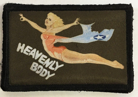 Heavenly Body WWII Bomber Nose Art Pin Up Girl Morale Patch Morale Patches Redheaded T Shirts