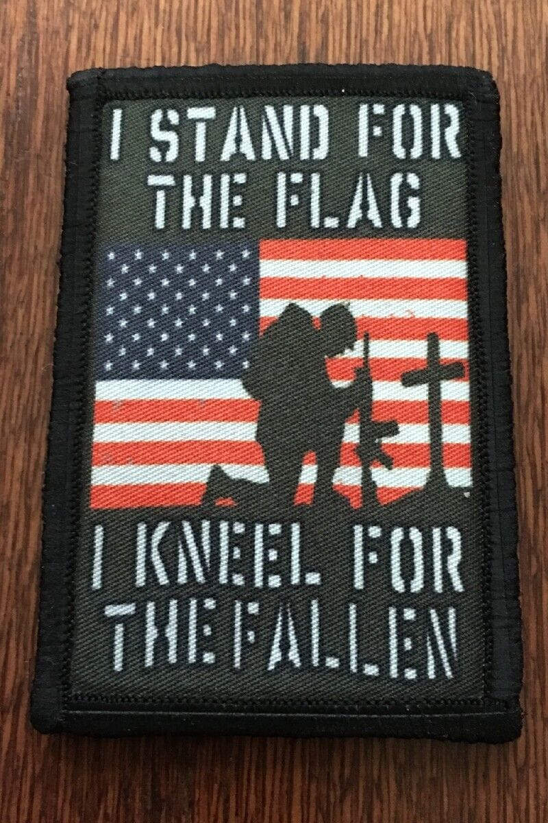 I Stand for the Flag I Kneel for the Fallen Morale Patch Morale Patches Redheaded T Shirts
