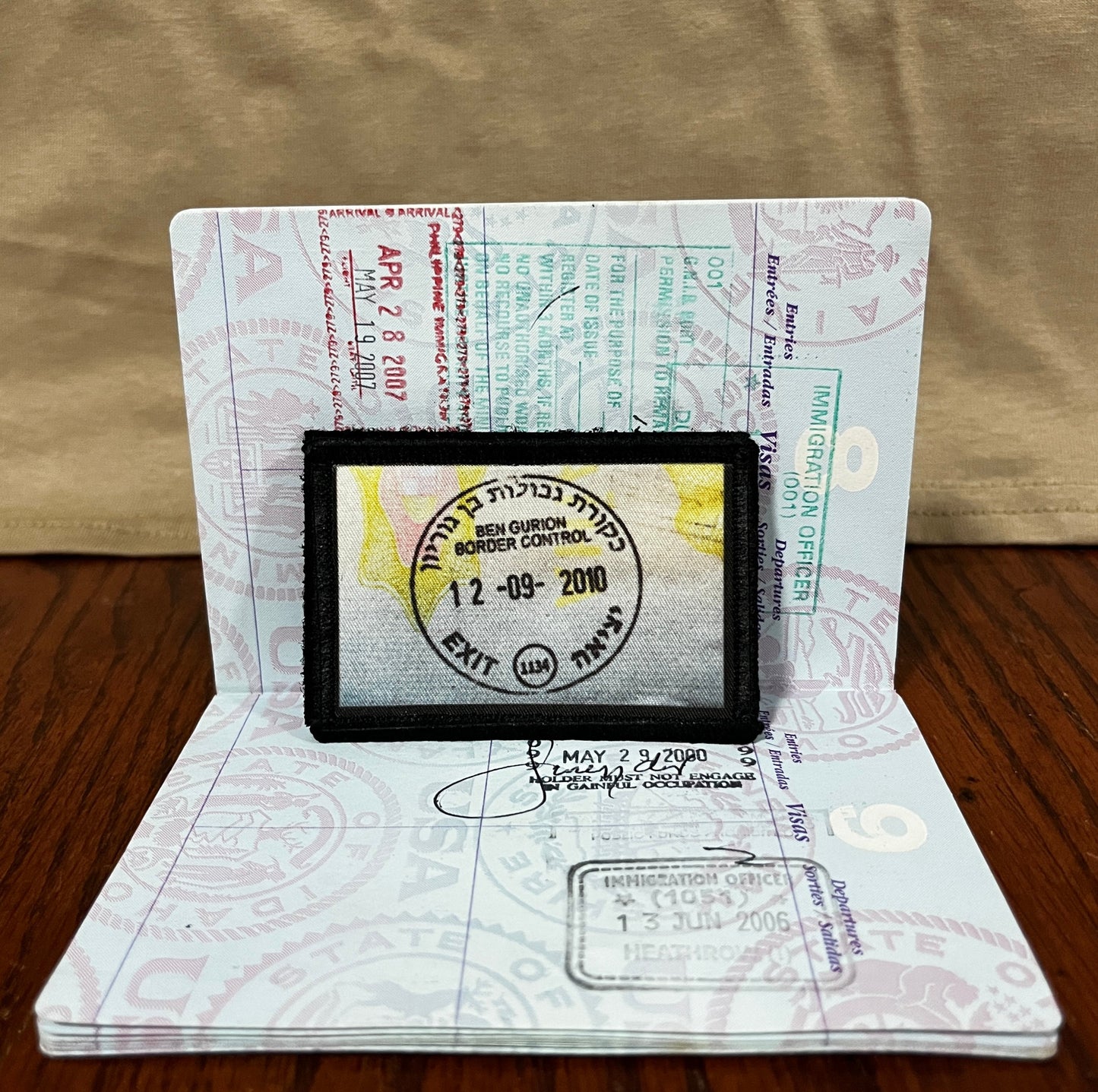 Israel Passport Stamp Morale Patch 2x3" Morale Patches Redheaded T Shirts