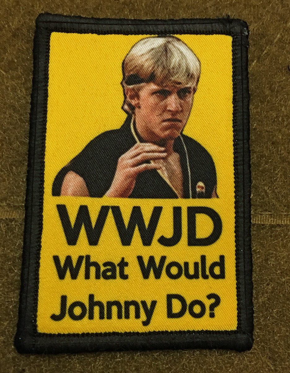 Karate Kid Movie WWJD (What Would Johnny Do?) Morale Patch Morale Patches Redheaded T Shirts