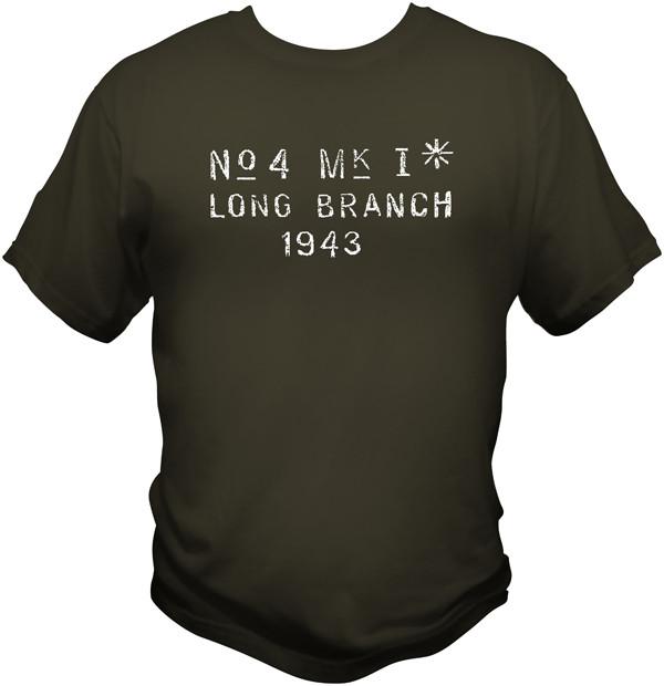 Lee Enfield No4 MkI Long Branch Receiver Stamp T Shirt T Shirts Redheaded T Shirts Small Olive Drab