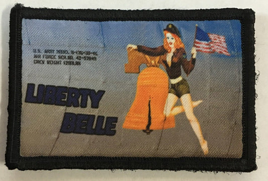Liberty Belle WWII Bomber Nose Art Pin Up Girl Morale Patch Morale Patches Redheaded T Shirts