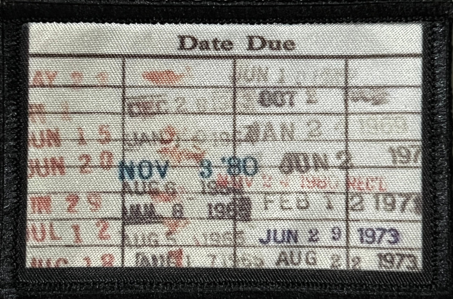 Library Due Dates Card Morale Patch 2x3" Morale Patches Redheaded T Shirts