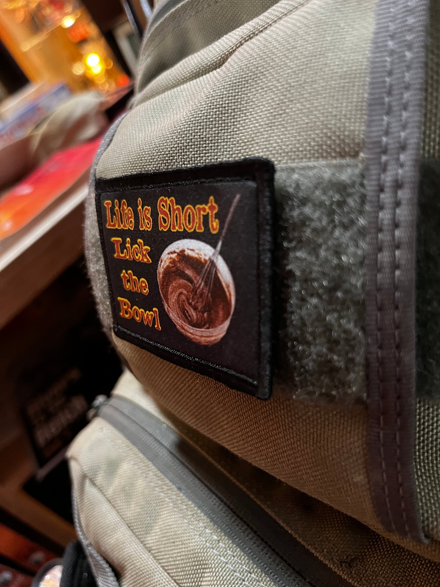 Life is Short Lick the Bowl Morale Patch Morale Patches Redheaded T Shirts