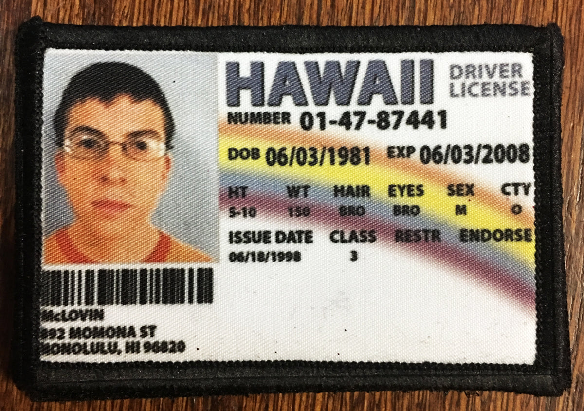 McLovin ID Badge Superbad Morale Patch Morale Patches Redheaded T Shirts