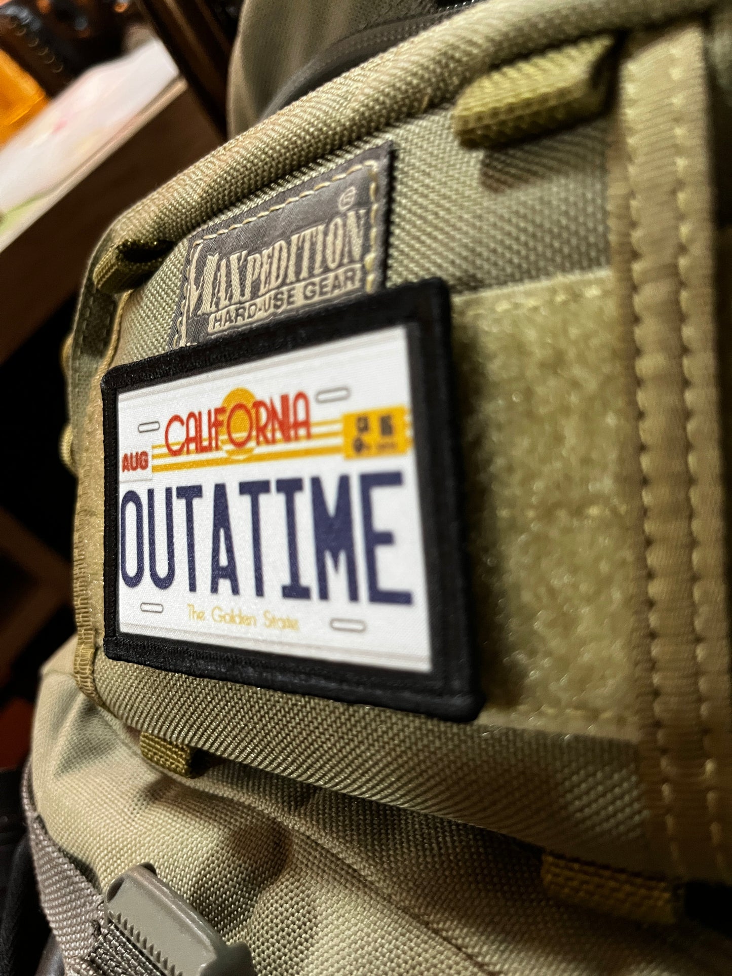 OUTATIME License Plate Morale Patch Morale Patches Redheaded T Shirts
