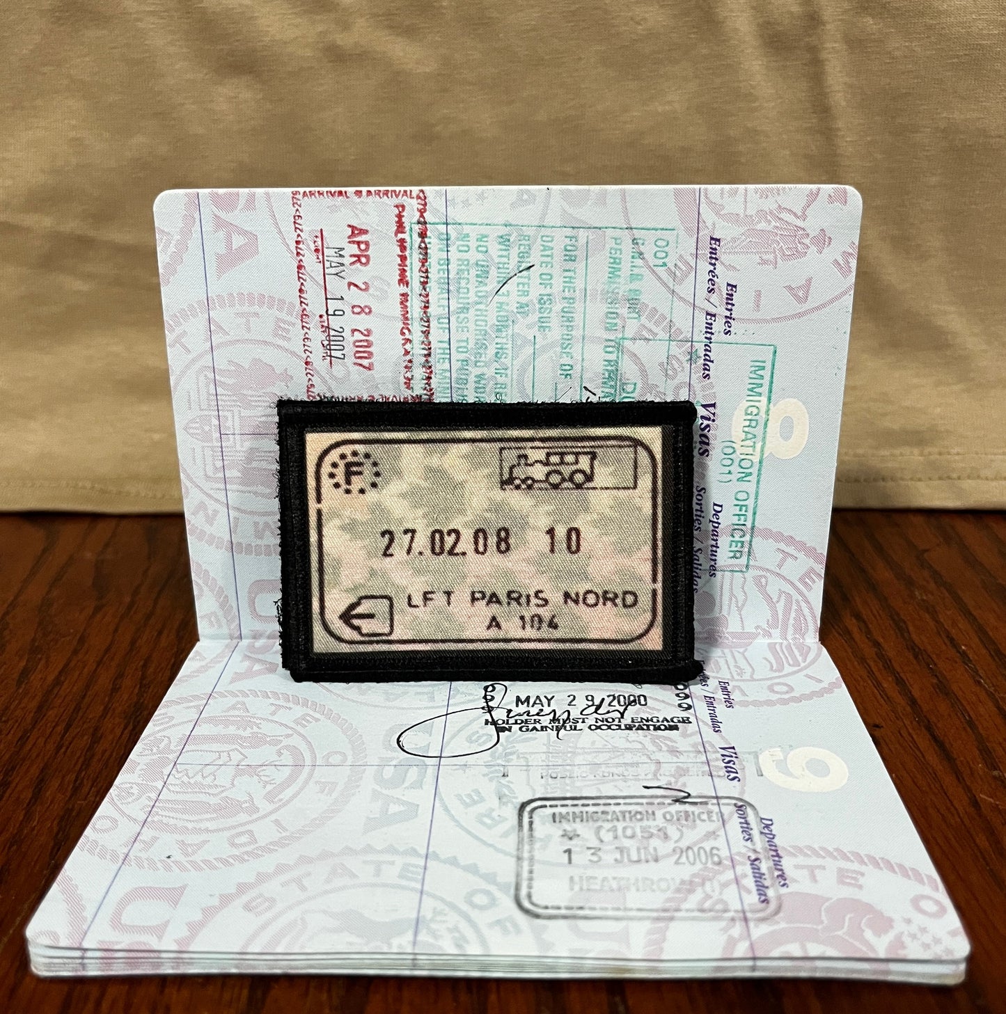 Paris, France Passport Stamp Morale Patch 2x3" Morale Patches Redheaded T Shirts