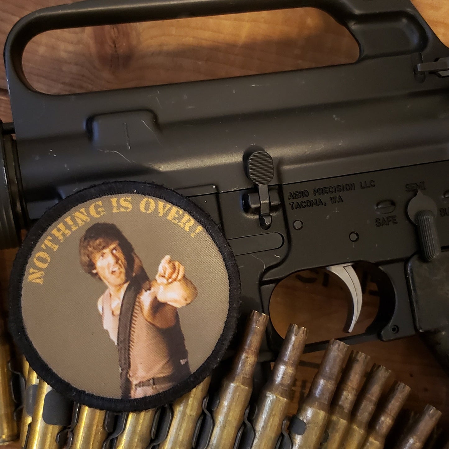 Rambo "Nothing Is Over" First Blood Morale Patch Morale Patches Redheaded T Shirts