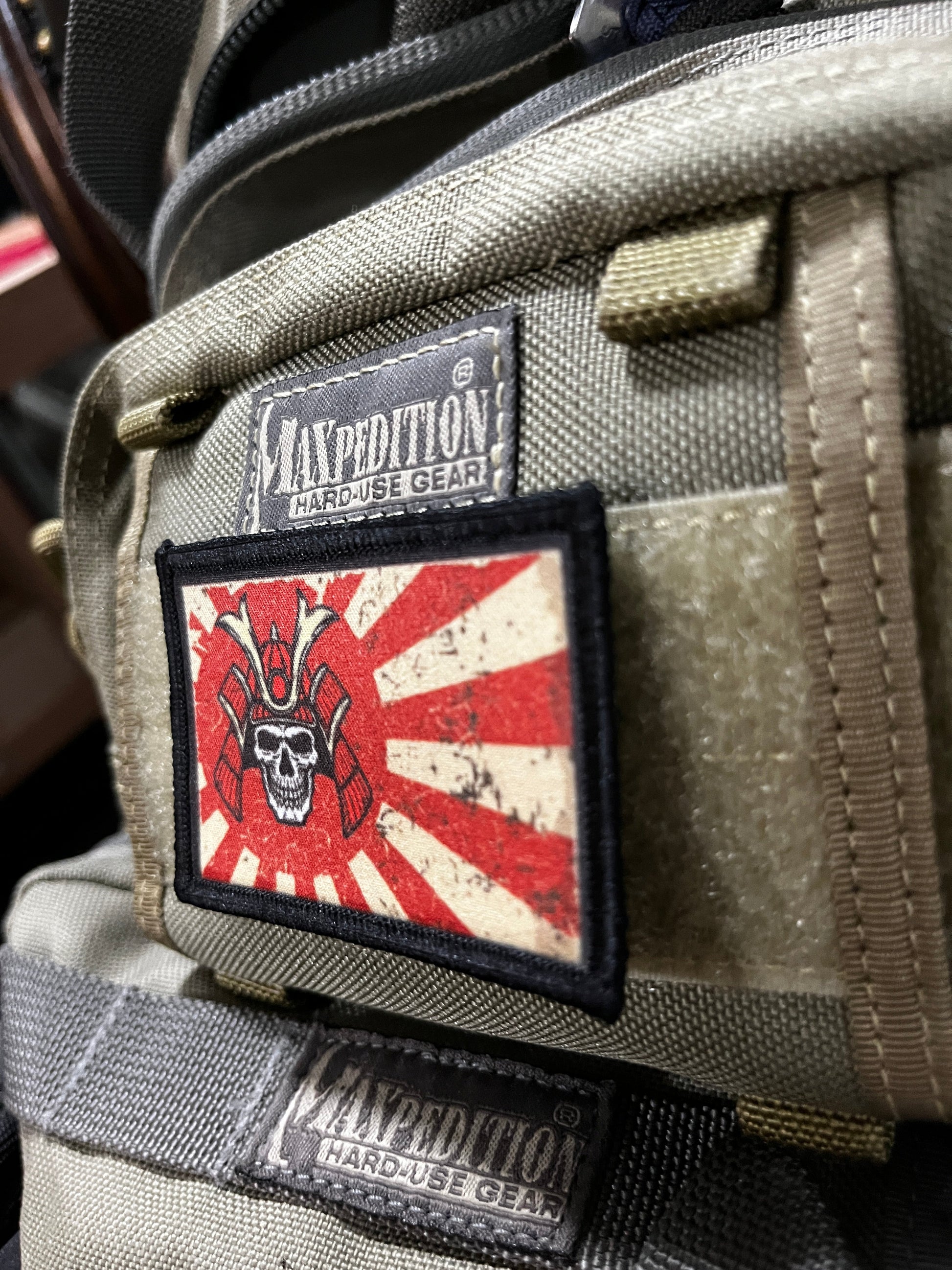 Samurai Skull Rising Sun Morale Patch Morale Patches Redheaded T Shirts