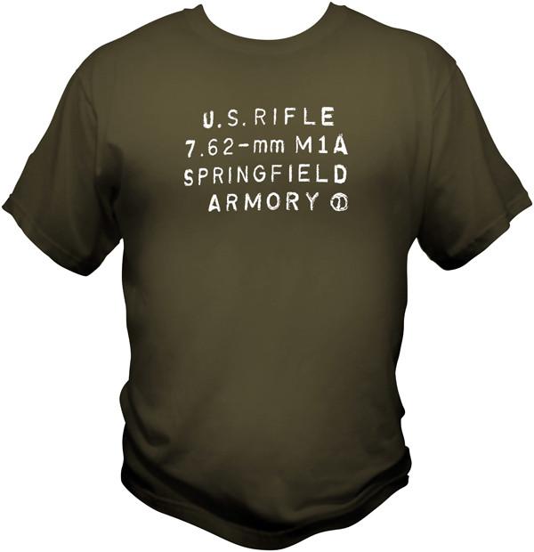 Springfield M14 M1A Receiver T Shirt T Shirts Redheaded T Shirts Small Olive Drab