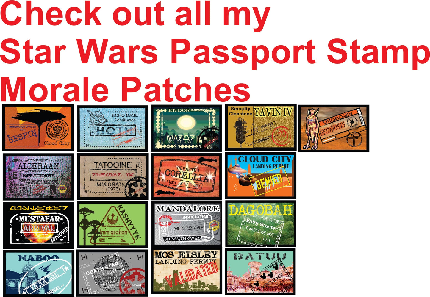 Star Wars Tatooine Passport Stamp Morale Patch Morale Patches Redheaded T Shirts